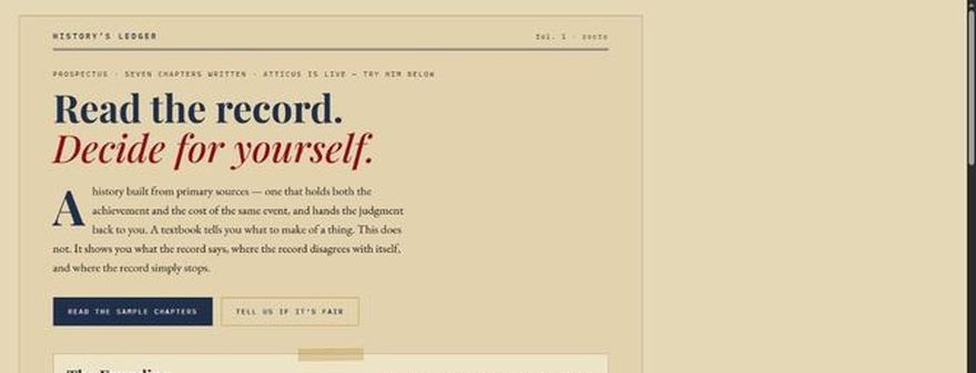 History's Ledger — the record, with what was achieved beside what it cost