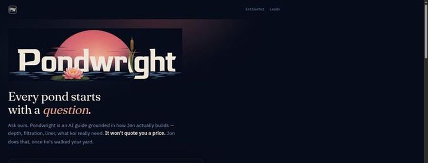 PondWright — an AI pond guide that won't quote a price